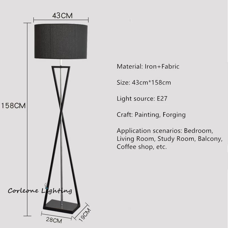 Lyra Twist Floor Lamp In Premium Iron With Fabric Shade