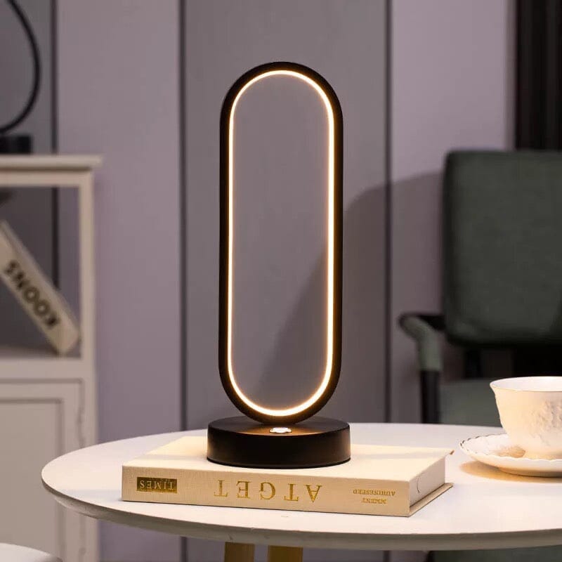 Aurelis Oval Table Lamp In Iron Finish Compact And Sleek