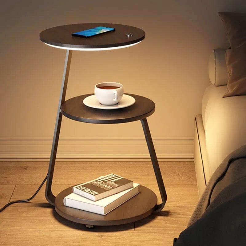 Novae Chestnut Three-In-One Table Lamp With Wireless Charging