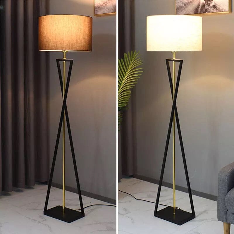 Lyra Twist Floor Lamp In Premium Iron With Fabric Shade