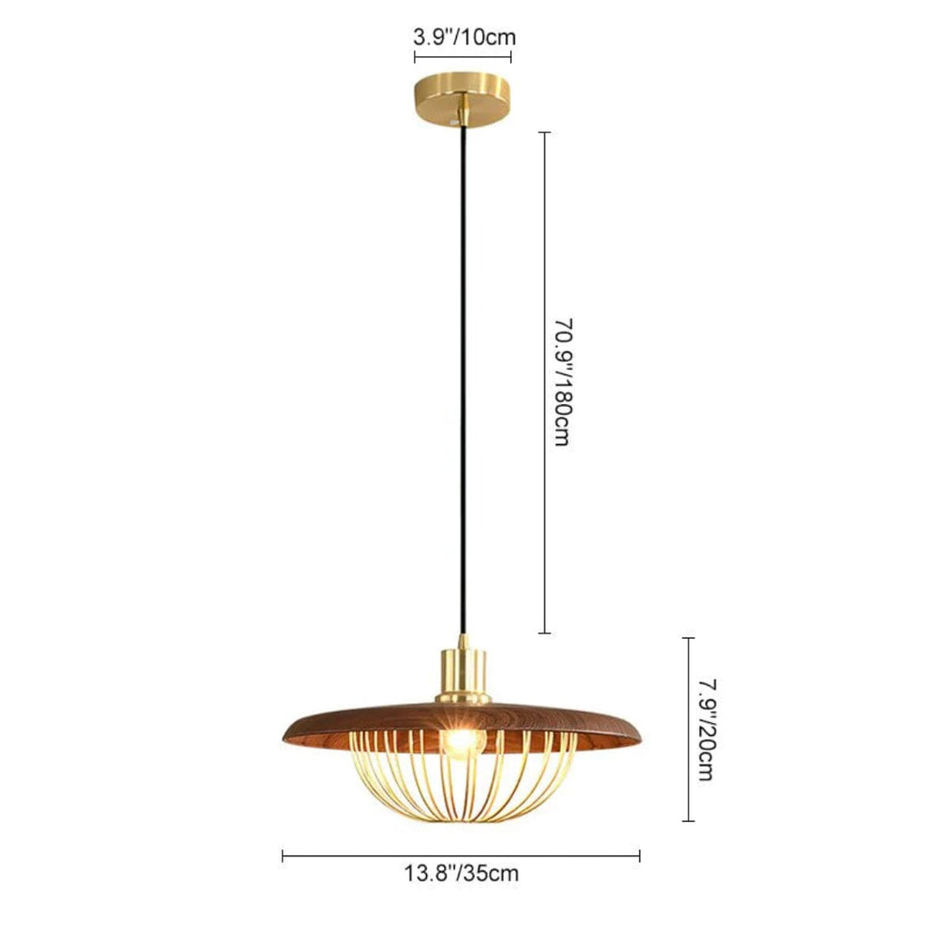 Liora Oakwood Style LED Pendant Light With Metal Accents