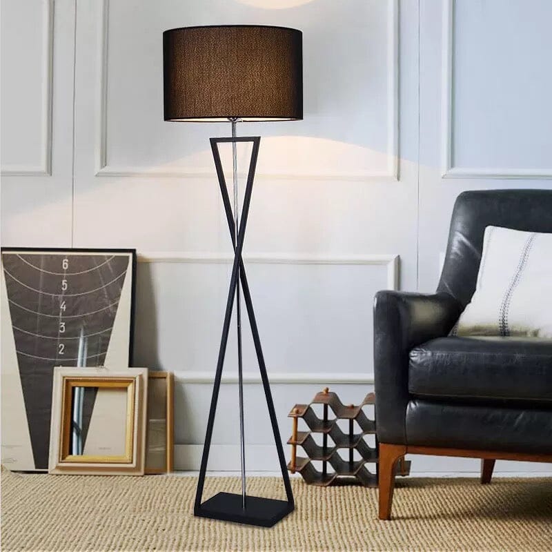 Lyra Twist Floor Lamp In Premium Iron With Fabric Shade