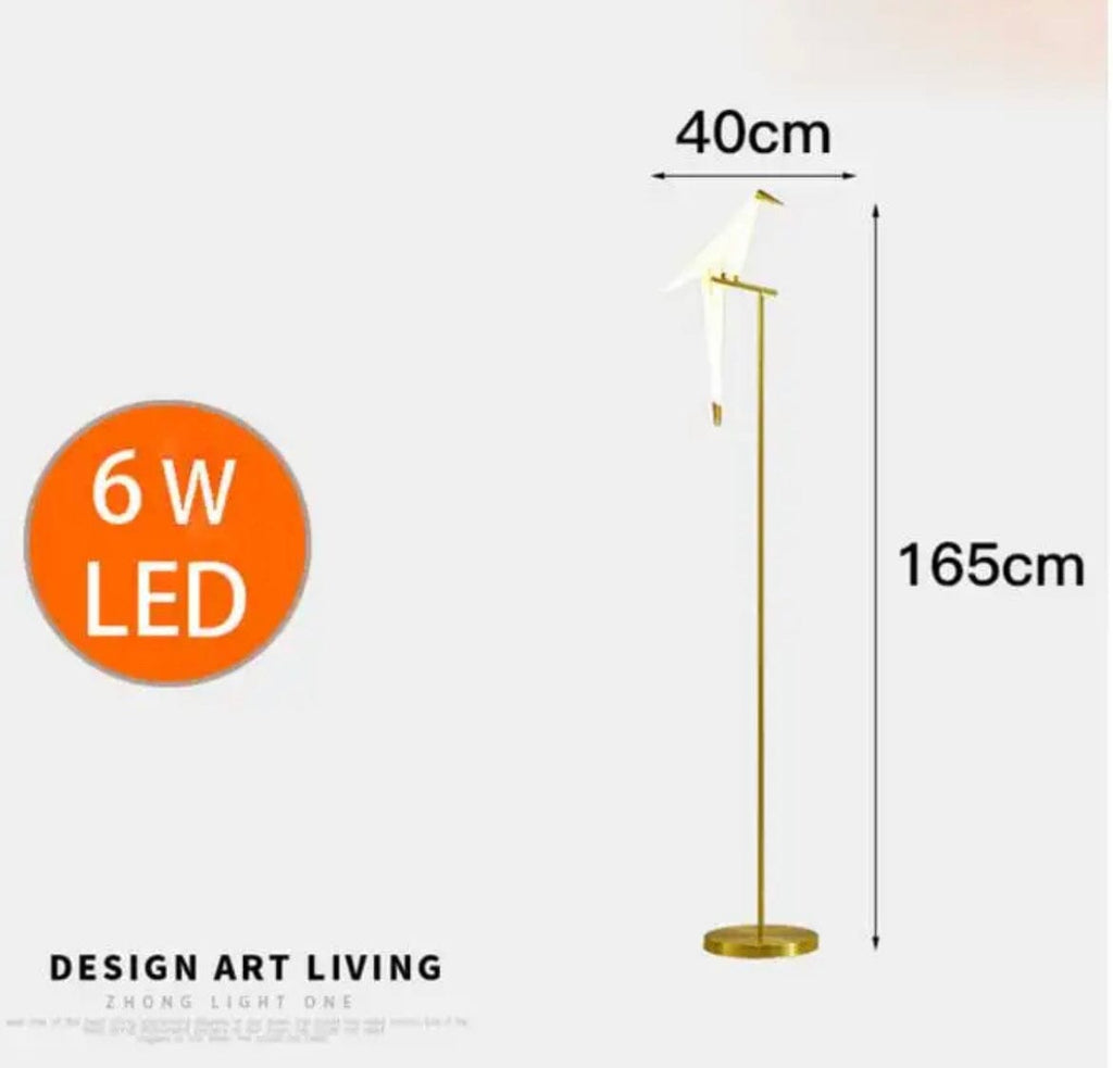 LyraBird Floor Lamp With Scandinavian Acrylic Bird Shade
