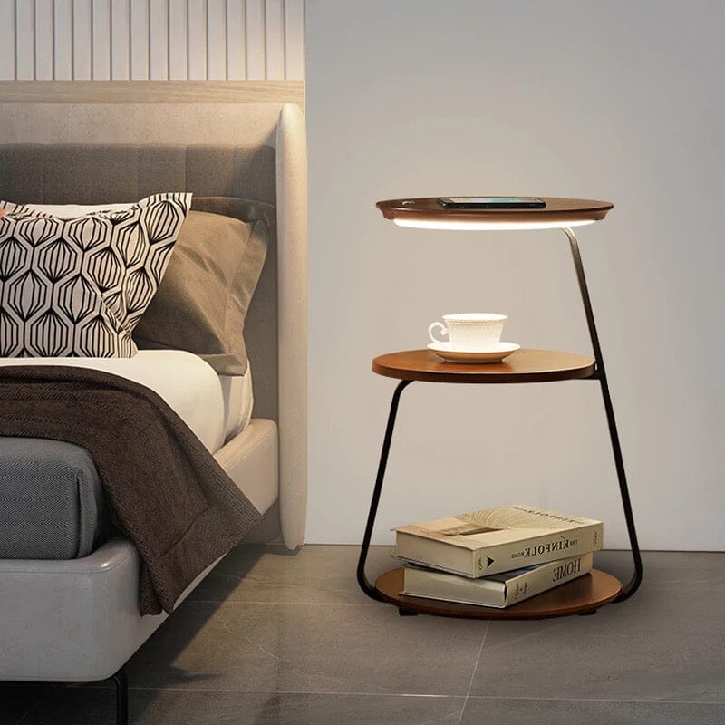 Novae Chestnut Three-In-One Table Lamp With Wireless Charging