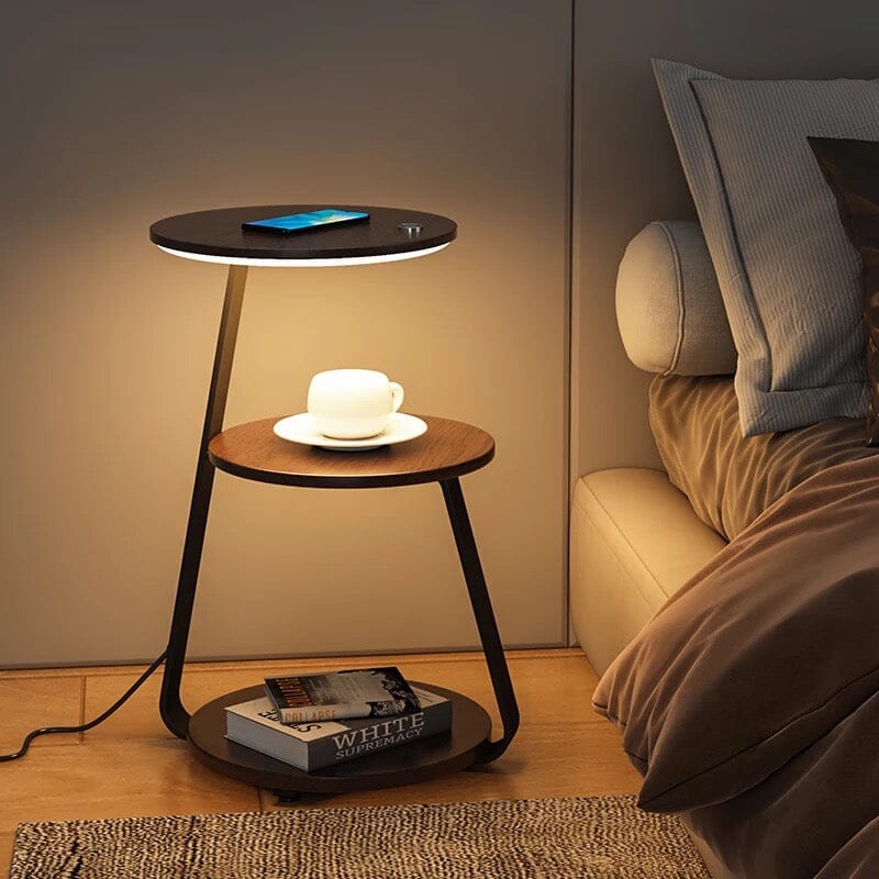 Novae Chestnut Three-In-One Table Lamp With Wireless Charging