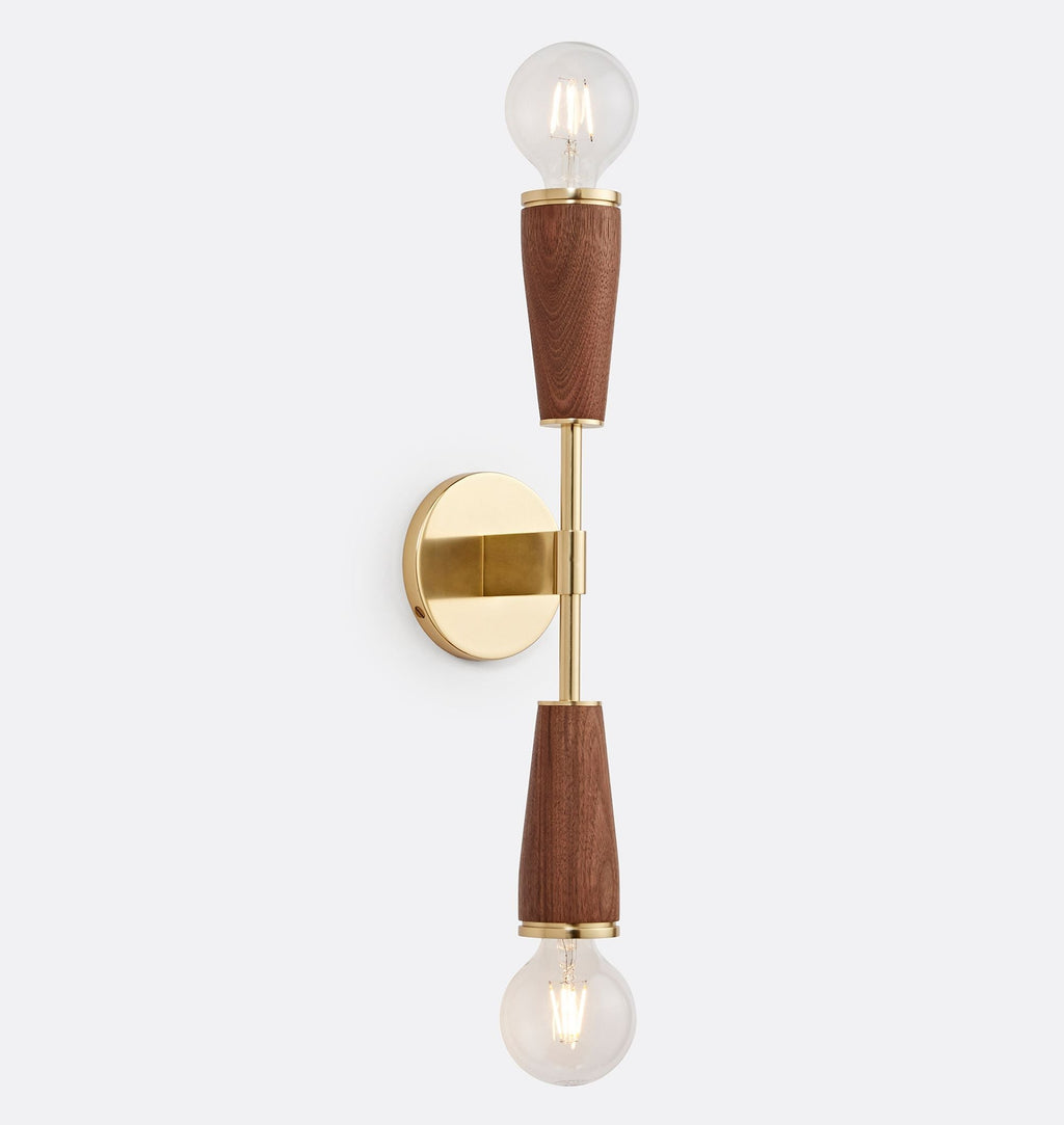 NovaEra Retro Wall Lamp With Solid Brass Body And Walnut Or White Oak Finish