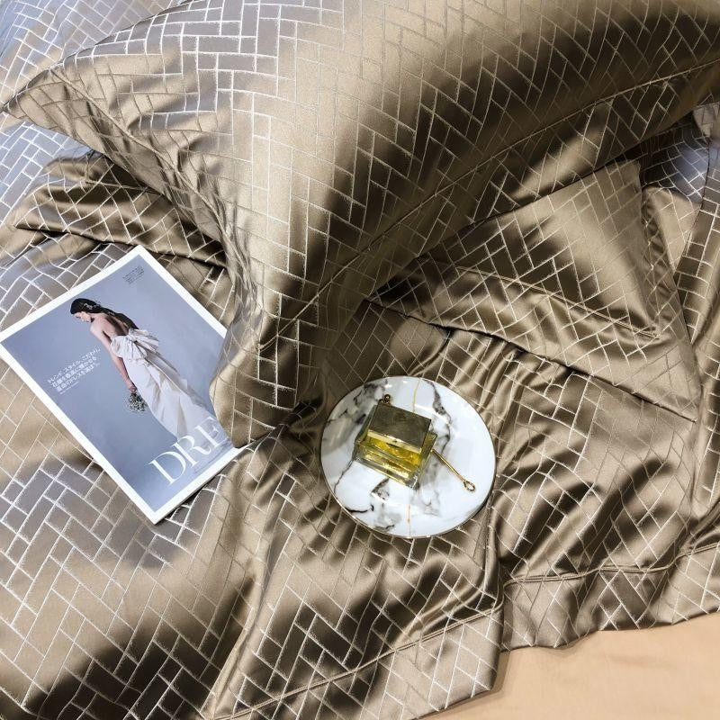 Jasmine Gold Luxury Jacquard Duvet Cover Set
