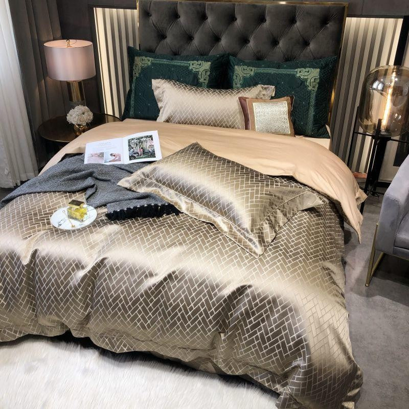 Jasmine Gold Luxury Jacquard Duvet Cover Set