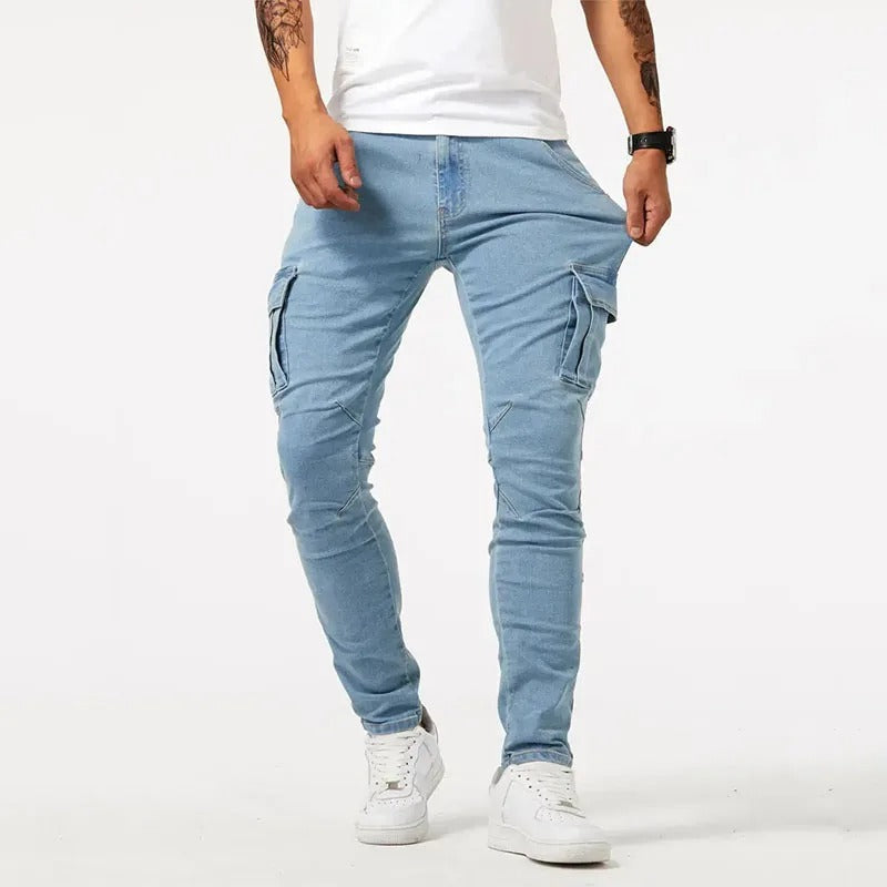 Men's Slim Fit Stretch Denim Cargo Jeans