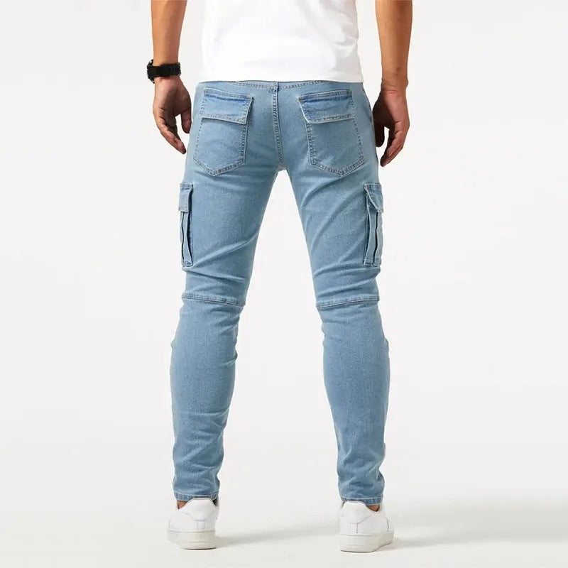 Men's Slim Fit Stretch Denim Cargo Jeans