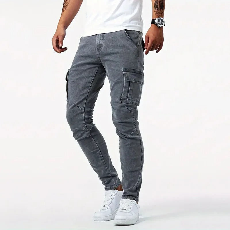 Men's Slim Fit Stretch Denim Cargo Jeans