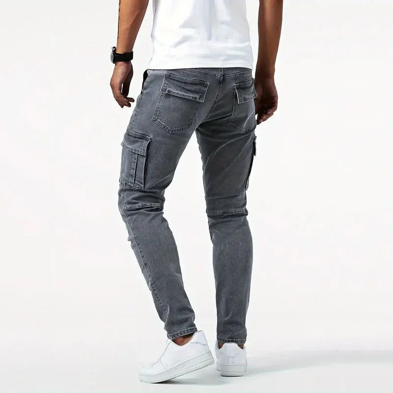Men's Slim Fit Stretch Denim Cargo Jeans