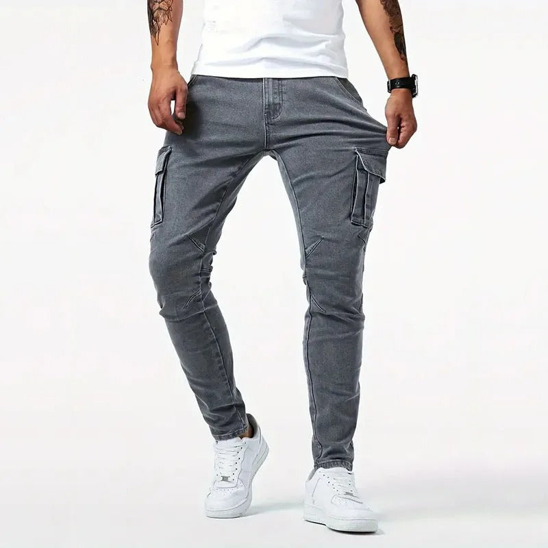 Men's Slim Fit Stretch Denim Cargo Jeans