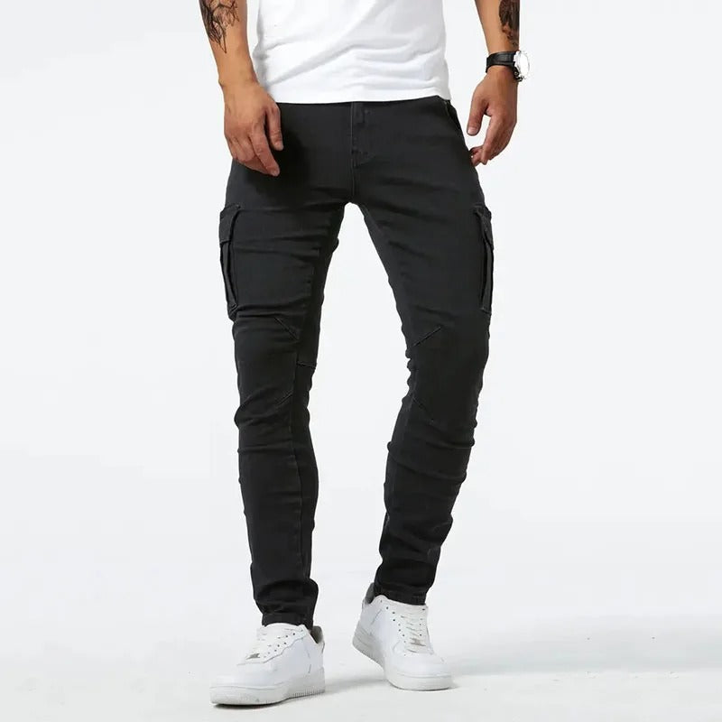 Men's Slim Fit Stretch Denim Cargo Jeans