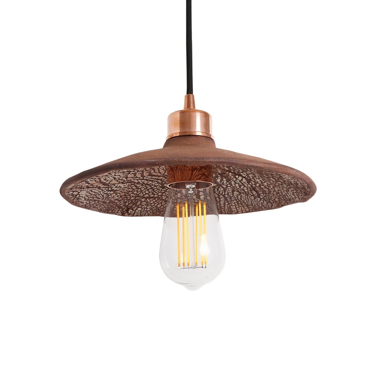 Virel Organic Ceramic Pendant Light Red Iron 28cm Shade