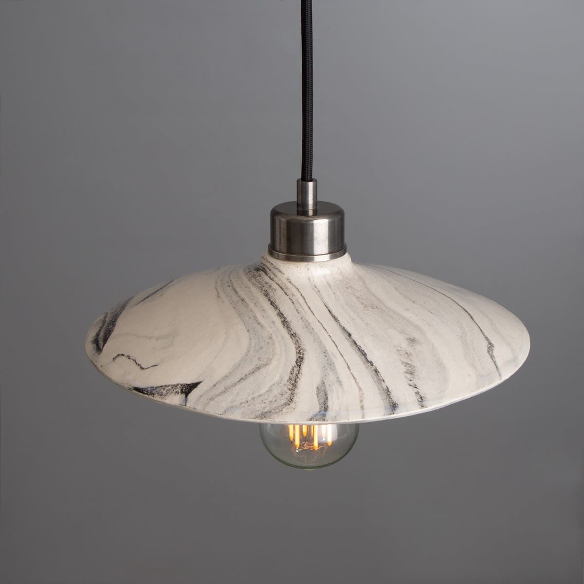NovaMaro Marble Ceramic Pendant Light 28cm Black and White Shade