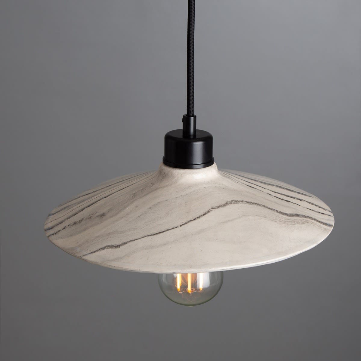 NovaMaro Marble Ceramic Pendant Light 28cm Black and White Shade