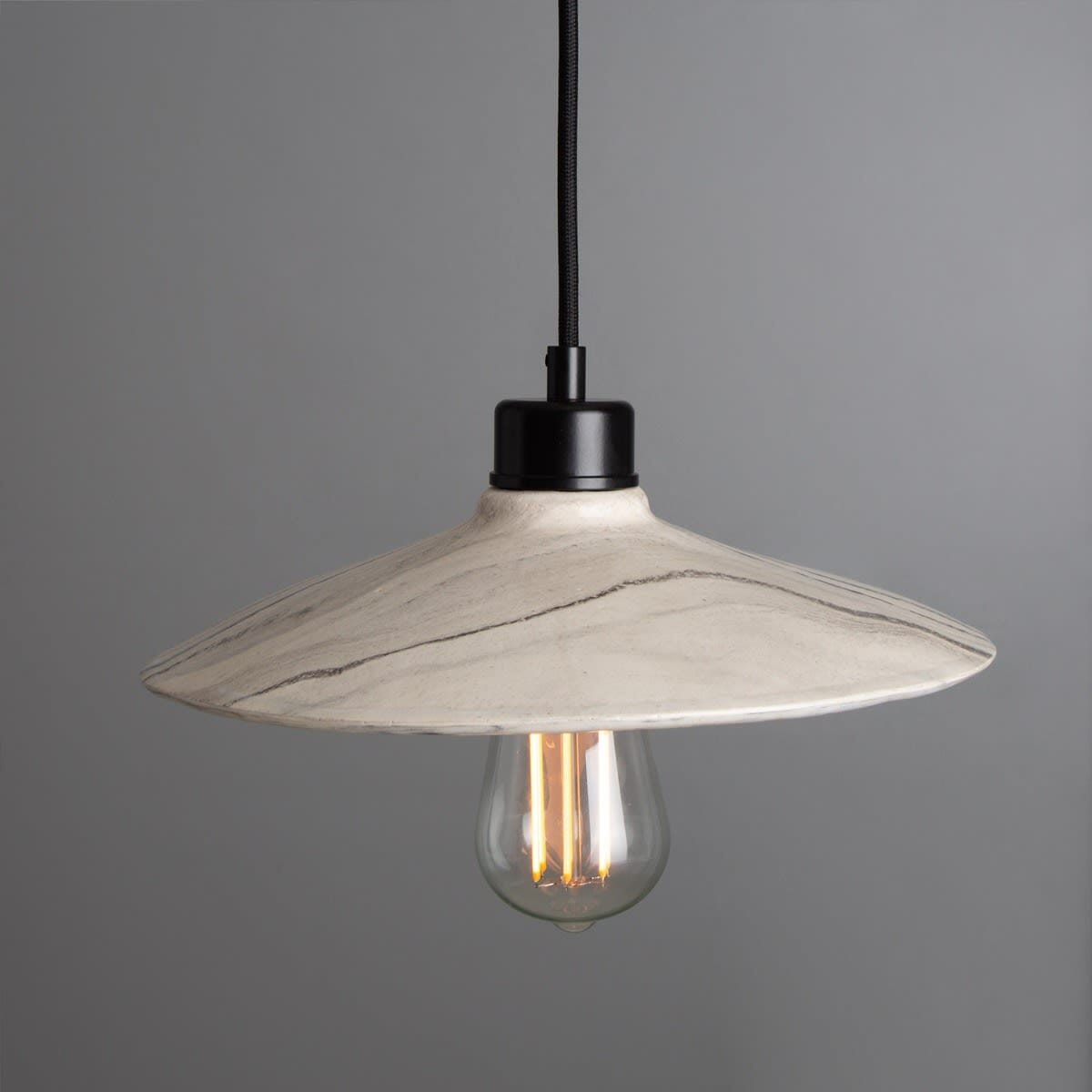 NovaMaro Marble Ceramic Pendant Light 28cm Black and White Shade