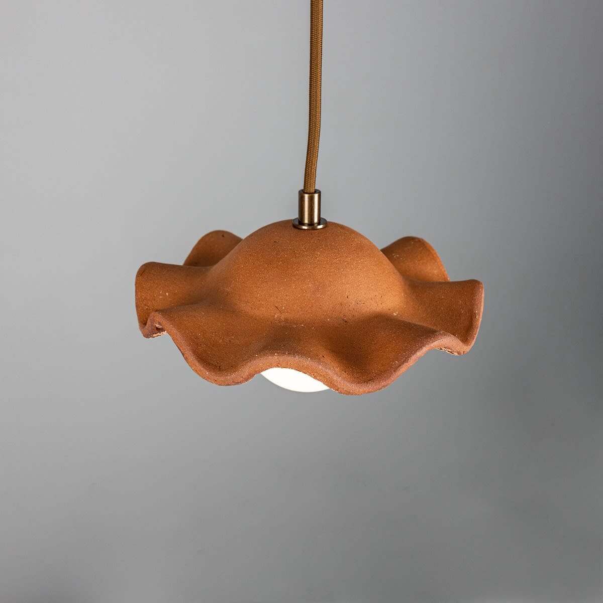 Serraza | Red Iron Pendant Light With Wavy Ceramic Shade