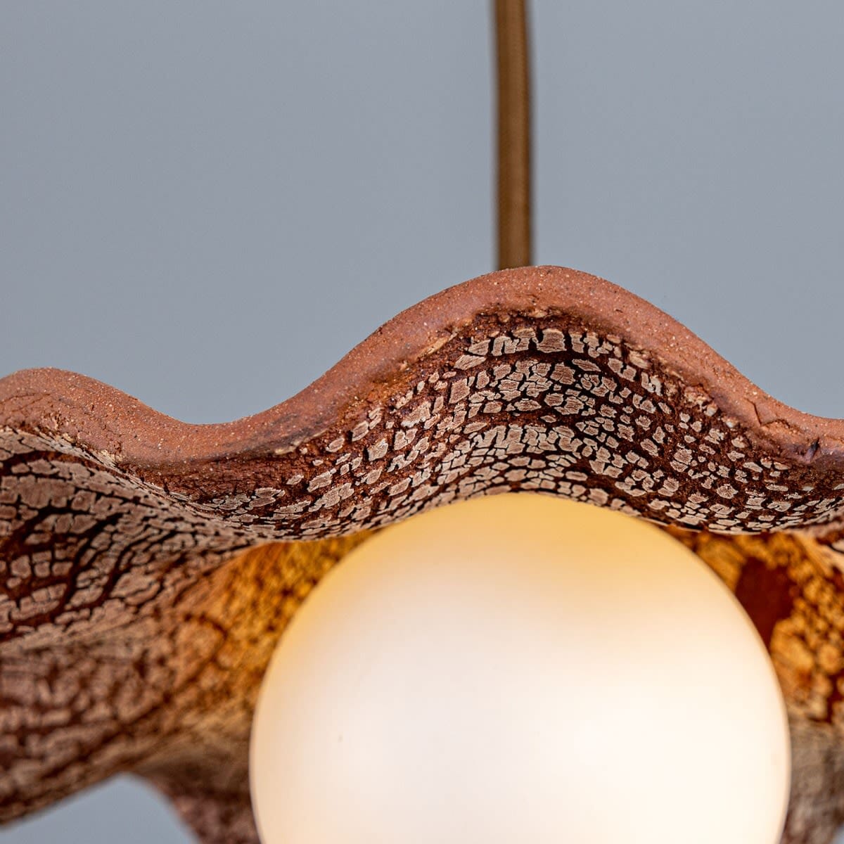 Serraza | Red Iron Pendant Light With Wavy Ceramic Shade