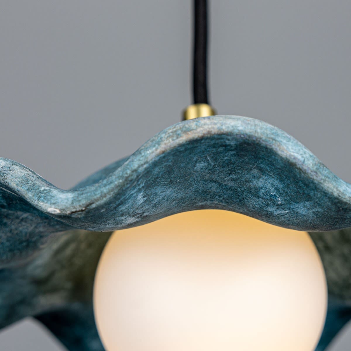 Aurelia Wave Ceramic Shade Pendant Light In Blue Earth