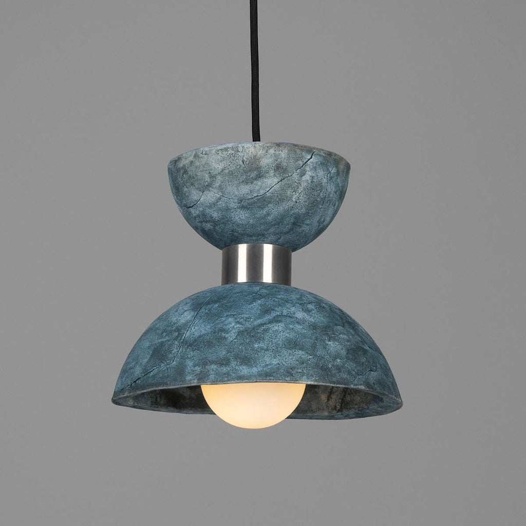 Lyria Organic Ceramic Pendant Light 20cm in Blue Earth