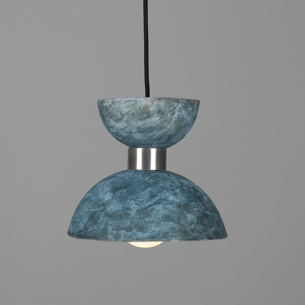 Lyria Organic Ceramic Pendant Light 20cm in Blue Earth