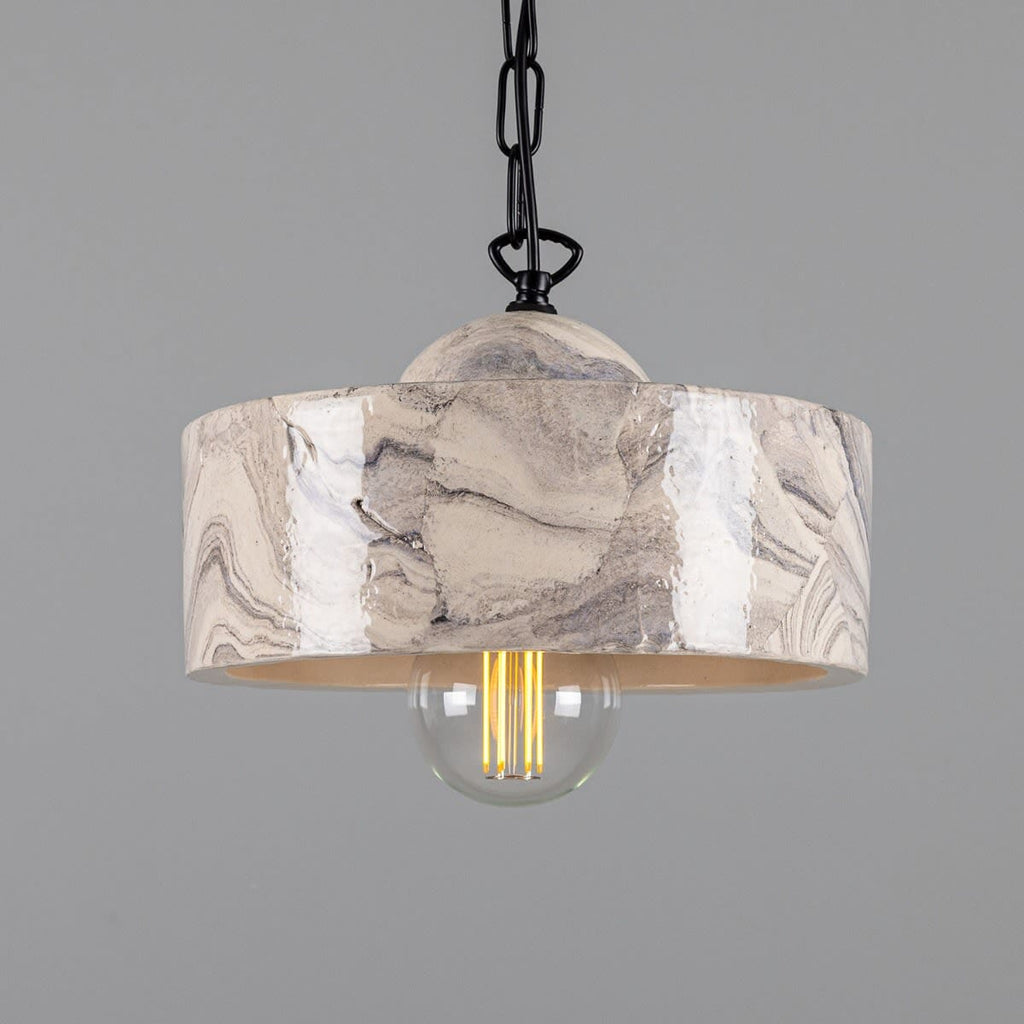 Lyra Marbled Ceramic Pendant Light In Mid Century Modern Style