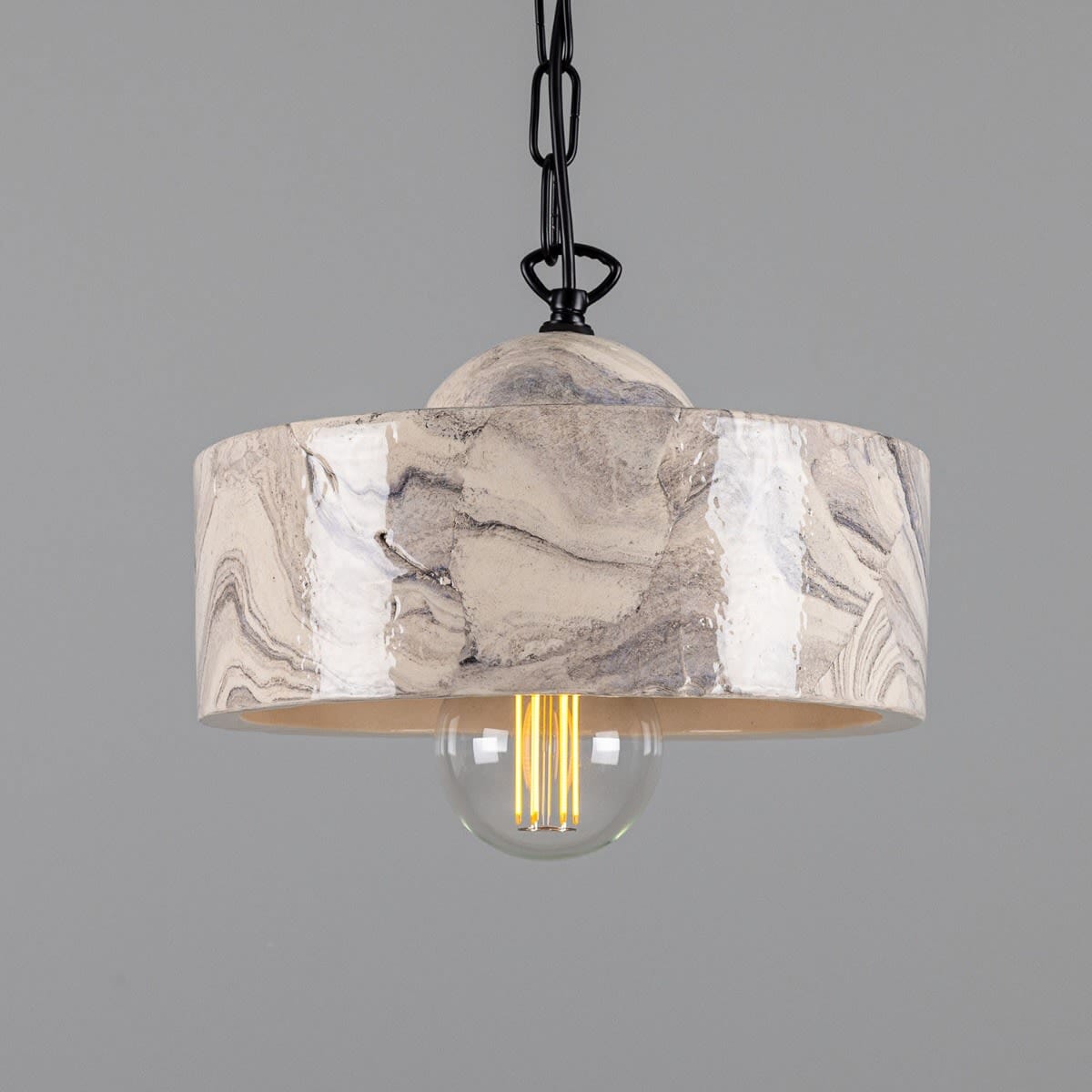 Lyra Marbled Ceramic Pendant Light In Mid Century Modern Style