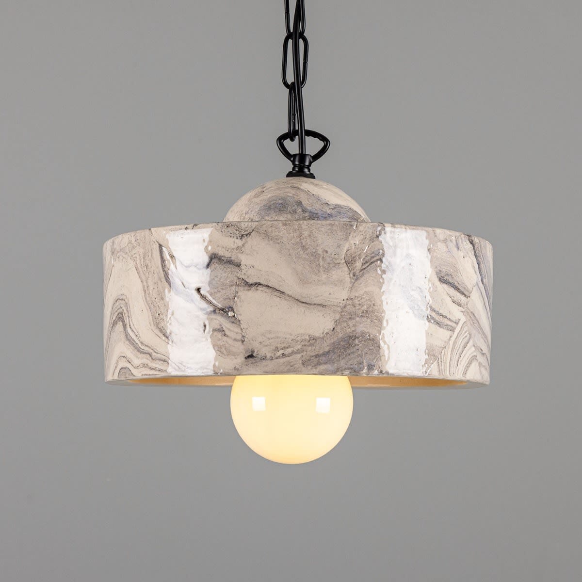 Lyra Marbled Ceramic Pendant Light In Mid Century Modern Style