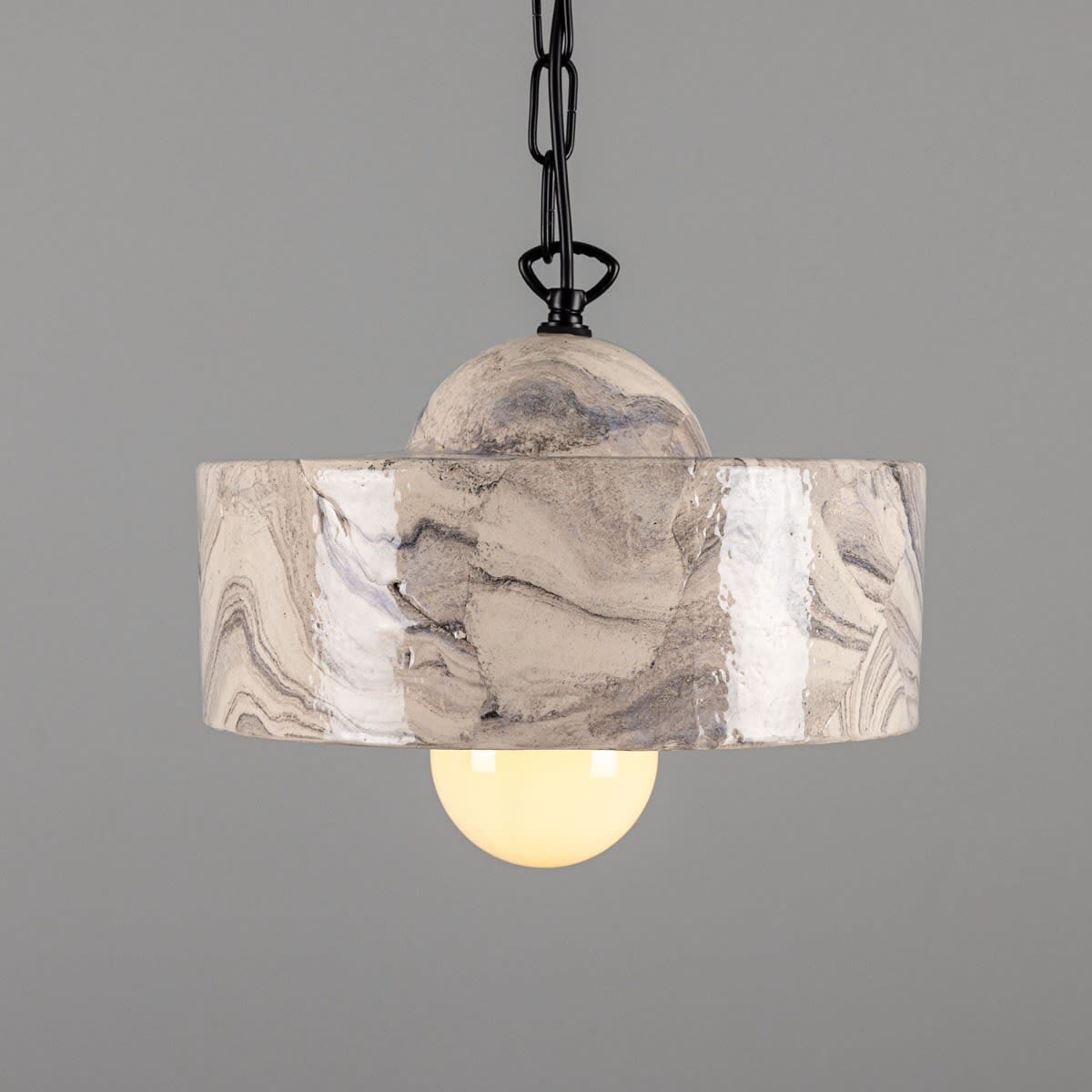 Lyra Marbled Ceramic Pendant Light In Mid Century Modern Style