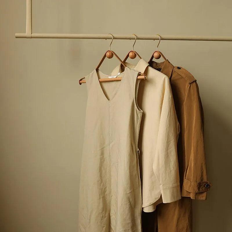 Modern Vintage Leather Wood Clothes Hanger │ Design Wardrobe Coat Trousers Storage Organizer