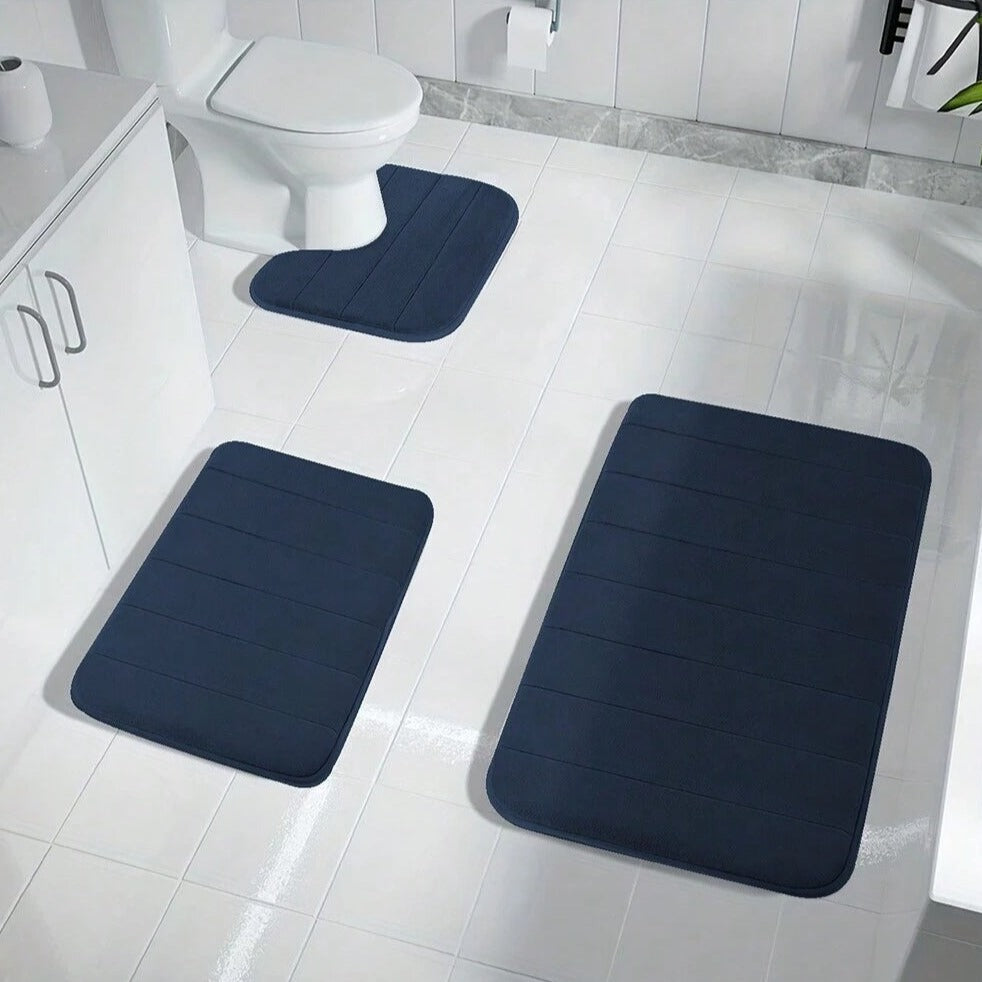 Memory Foam Non Slip Bath Mat - 3pcs Set