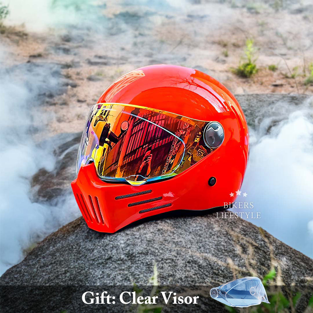 Přilba na motocykl typu Full Face Cruiser | Červený štít - schváleno DOT a ECE