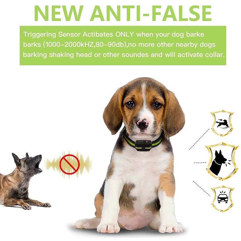 Oppladbart anti-bjeff hundehalsbånd med intelligent støtkontroll