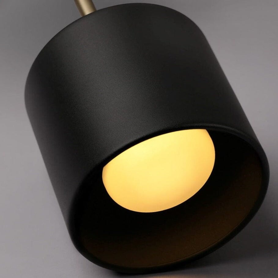 Luneta Round Acrylic Wall Light With Black Shade And Gold Cord