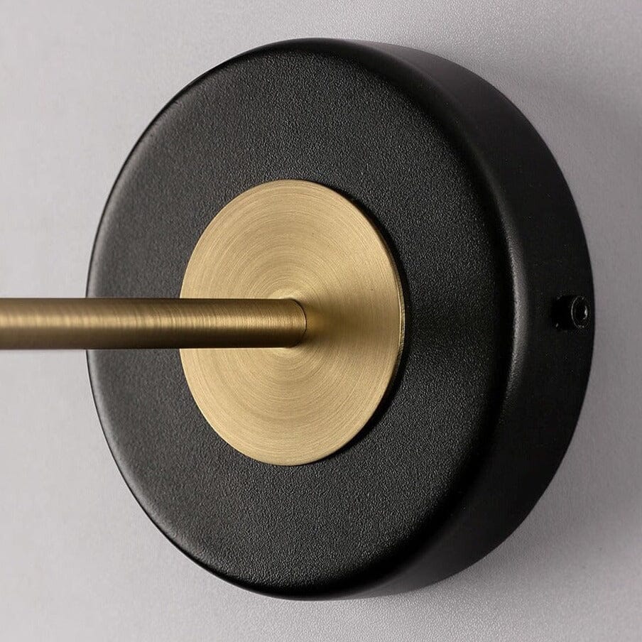 Luneta Round Acrylic Wall Light With Black Shade And Gold Cord