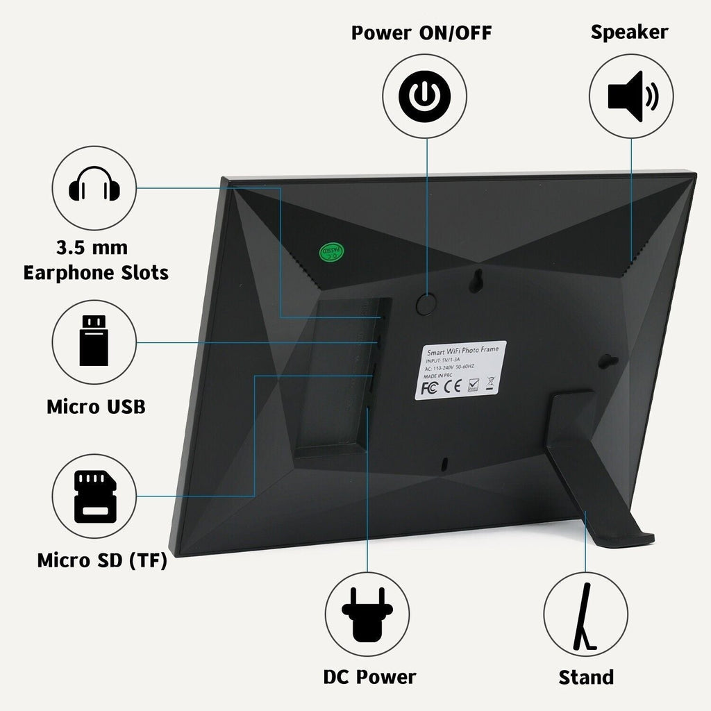 Bingkai Foto Digital WiFi 10.1 inci dengan Skrin Sentuh HD 1080P