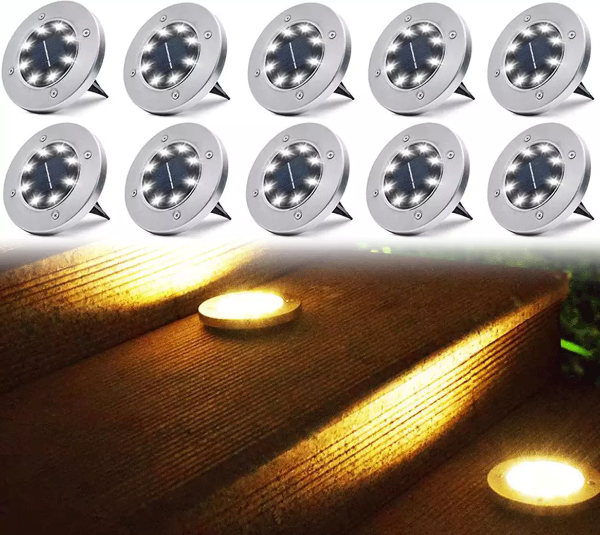 12 LED solární venkovní zemní světla vodotěsná