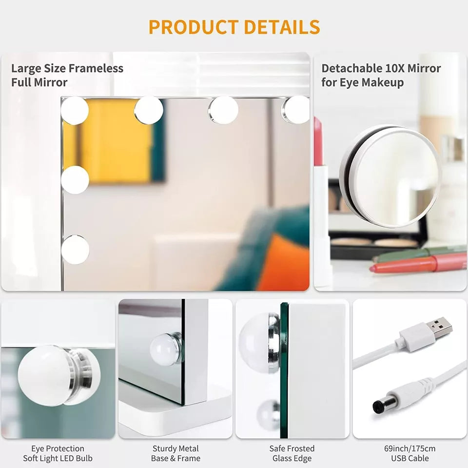 LED hollywoodské kosmetické zrcadlo s stmívatelnými LED žárovkami