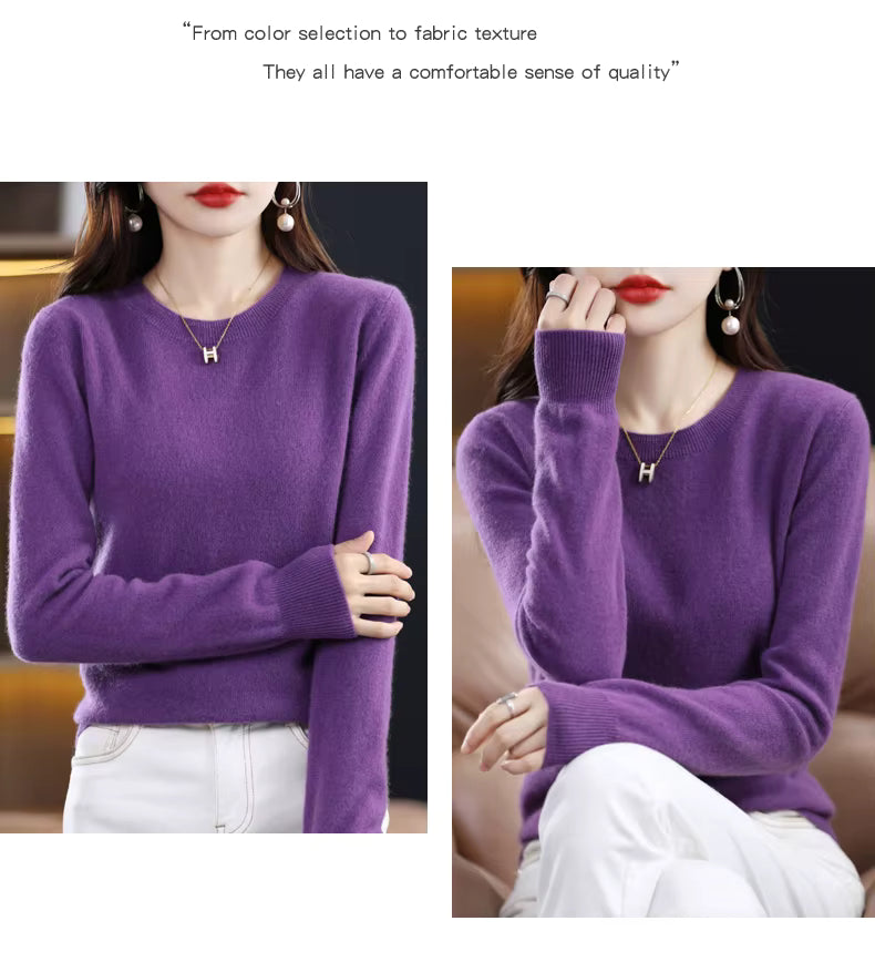 Claire: Camisola de caxemira 100% pura de lã para mulher