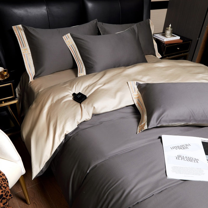 Luxusní saténové bavlněné vyšívané povlečení - 4 díly - LB7